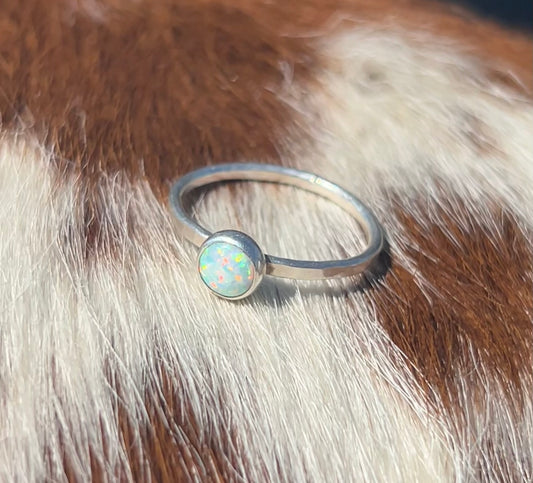 Simple opal stacker ring