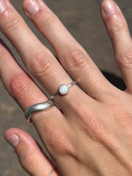 Simple opal stacker ring