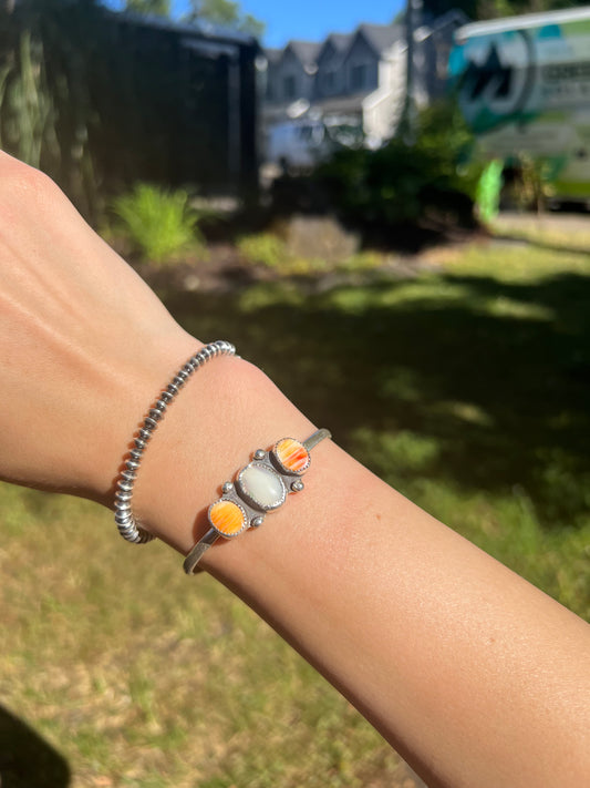 Spiny oyster & moonstone cuff